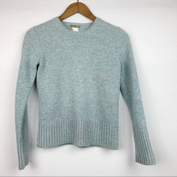 J. Crew Sweaters - J. Crew Wool Crew Neck Blue Ribbed Detail Sweater